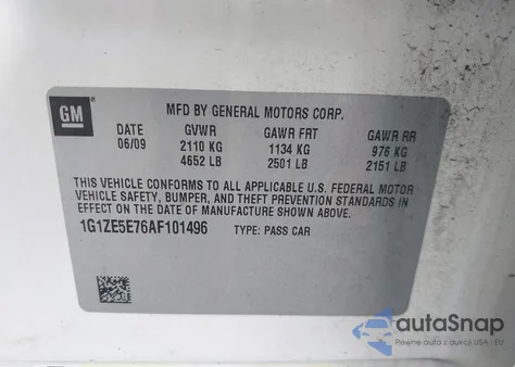 2010 Chevrolet Malibu Ltz z USA, uszkodzony, nr VIN 1G1ZE5E76AF101496